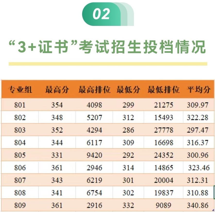 3+证书投档分数线