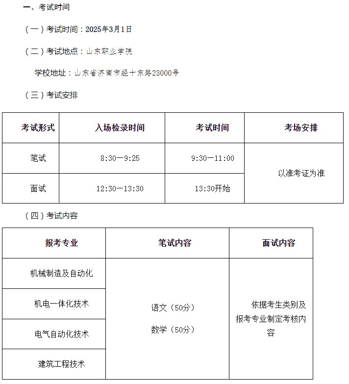 2025年山东职业学院单招考试时间和分数 2025年山东职业学院单招考试时间和分数