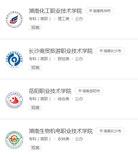 湖南双高计划高职院校 湖南双高计划高职院校