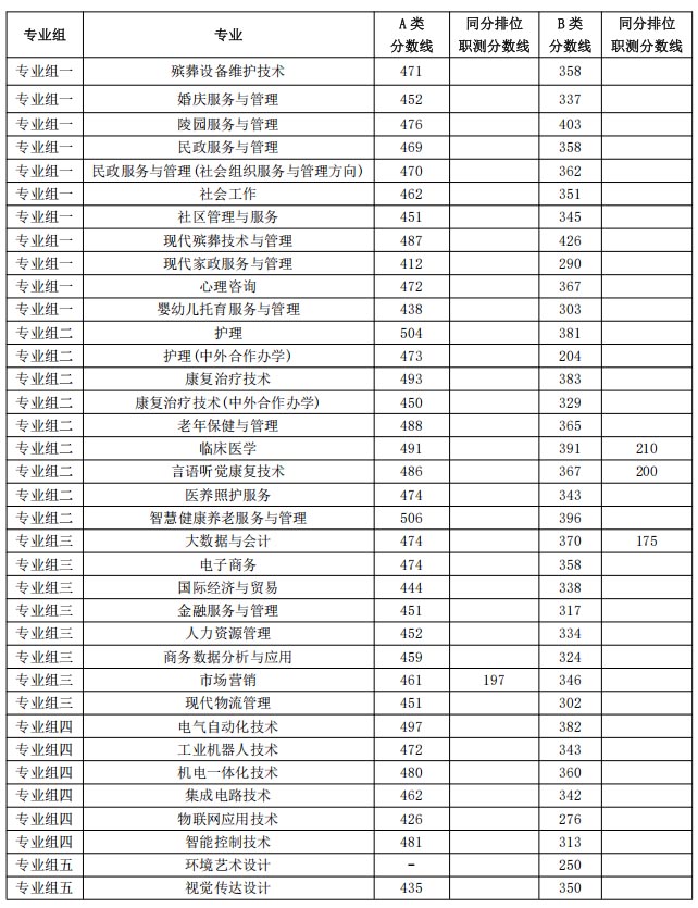 2026长沙民政学院单招分数线
