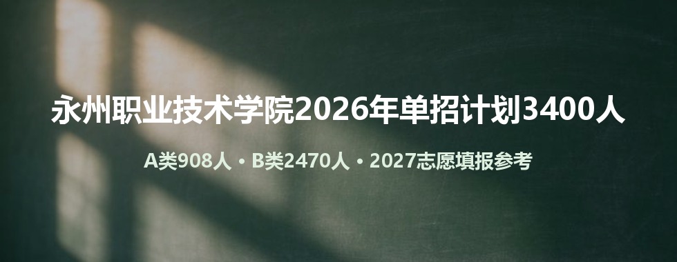 永州职业技术学院2026年单招计划