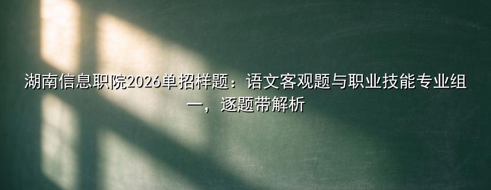 湖南信息职院2026单招样题解析
