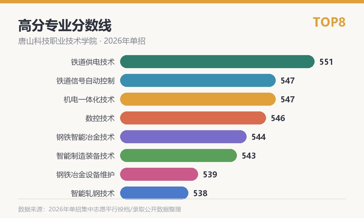 唐山科技职业技术学院高分专业分数线